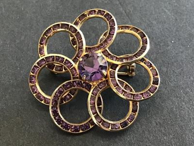 Purple Rhinestone Brooch