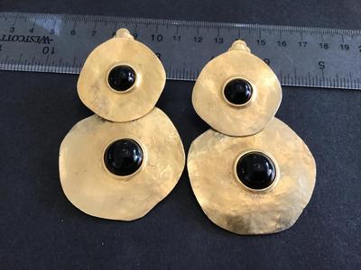 Vintage Gilt Disc Statement Earrings