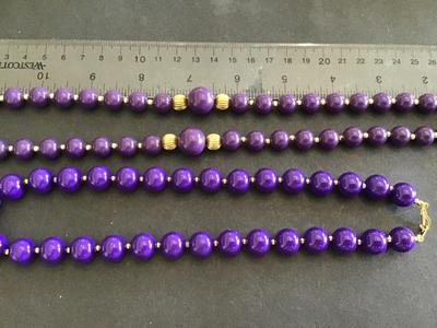 2 Vintage Purple Beaded Necklaces