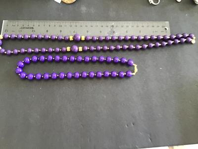 2 Vintage Purple Beaded Necklaces