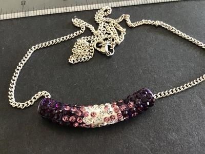 Pave Rhinestone Tube Bar Necklace