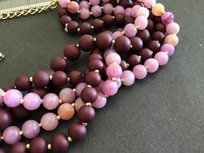 Purple Multi Strand Collar Beaded Necklace
