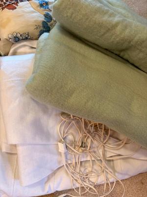 Sale Photo Thumbnail #210: Two green electric blankets and electric mattress pads.