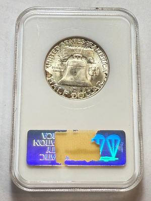 NGC CERTIFIED 1950-D MS65 FRANKLIN SILVER HALF DOLLAR COIN AS PICTURED.