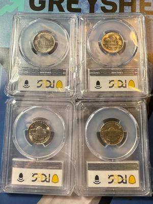(4) PCGS CERTIFIED 1952-S MS65 JEFFERSON NICKEL COINS AS PICTURED.