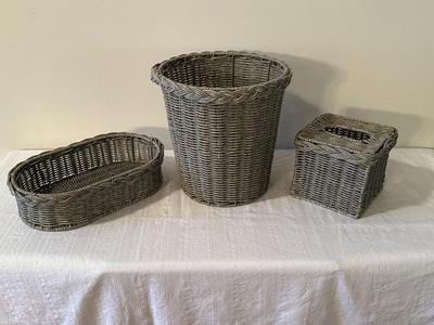 3 Piece Wicker Gray Bathroom Set (B1)