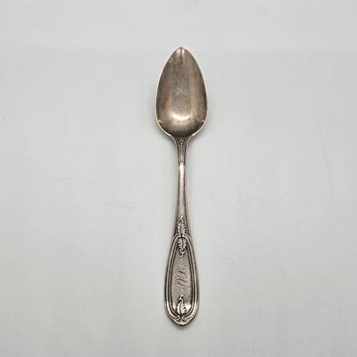 LOT 195J: Antique Wood and Hughes Silver Flatware Olive Pattern/ 181.9 grams