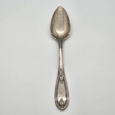 LOT 195J: Antique Wood and Hughes Silver Flatware Olive Pattern/ 181.9 grams
