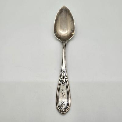 LOT 195J: Antique Wood and Hughes Silver Flatware Olive Pattern/ 181.9 grams