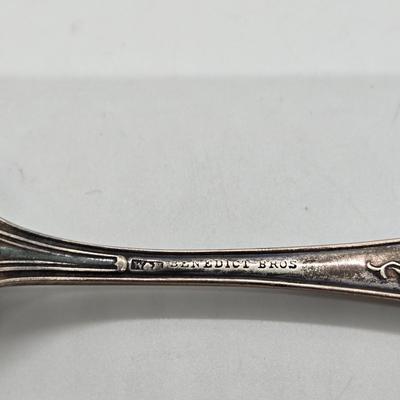 LOT 195J: Antique Wood and Hughes Silver Flatware Olive Pattern/ 181.9 grams