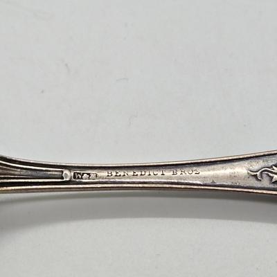 LOT 195J: Antique Wood and Hughes Silver Flatware Olive Pattern/ 181.9 grams