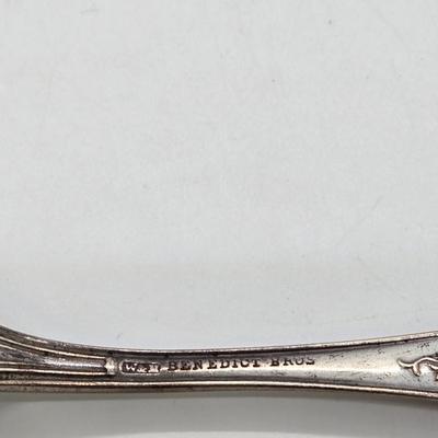 LOT 195J: Antique Wood and Hughes Silver Flatware Olive Pattern/ 181.9 grams