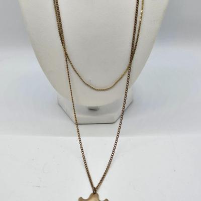 LOT 109J: Variety of Gold-Tone Chains & Pendants / Range From 17-29 Inches