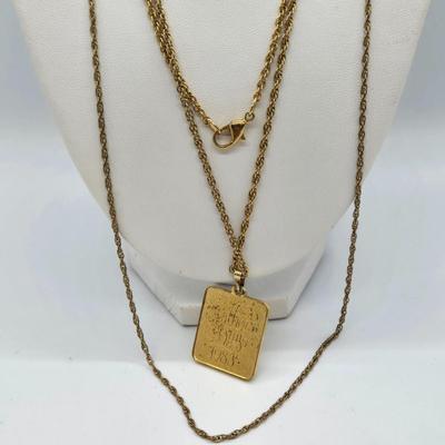 LOT 109J: Variety of Gold-Tone Chains & Pendants / Range From 17-29 Inches
