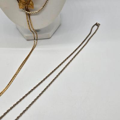 LOT 109J: Variety of Gold-Tone Chains & Pendants / Range From 17-29 Inches