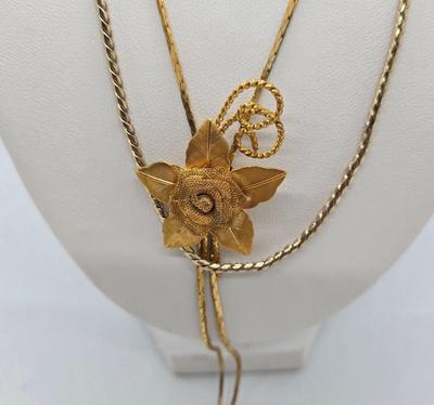 LOT 109J: Variety of Gold-Tone Chains & Pendants / Range From 17-29 Inches