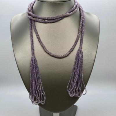LOT 110J: Silver-Tone Graduated Strand Necklace, Woven Beaded Lariat, Two Glass Pendants, and More