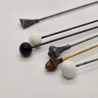 LOT 112: Antique Hat Pins-2 need to be glued back on