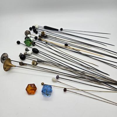 LOT 112: Antique Hat Pins-2 need to be glued back on