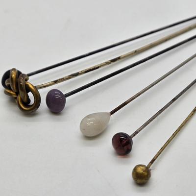 LOT 112: Antique Hat Pins-2 need to be glued back on