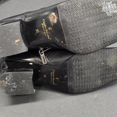 LOT 116: Vintage Black Leather Claudio Fracassa Boots,- sz. 36 Eur. , 5.5 US and Mountain Ridge Handbag