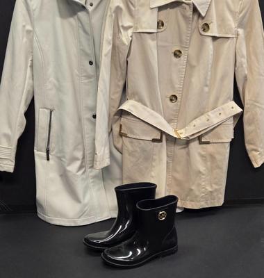 LOT 119: Michael Kors Rainboots, Michael Kors Rain Jacket and Calvin Klein Windbreaker Jacket