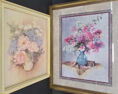 LOT 122: Two Framed Signed Flower Prints