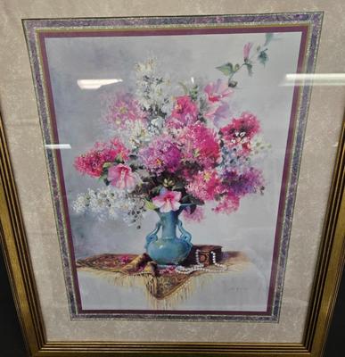 LOT 122: Two Framed Signed Flower Prints