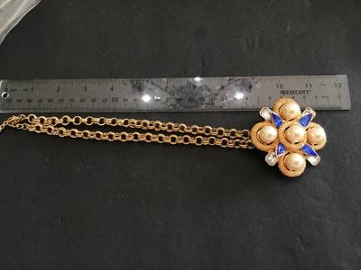 Arnold Scassi Gold Tone Brooch / Pendant With Scassi Chain. Vintage Large Statement