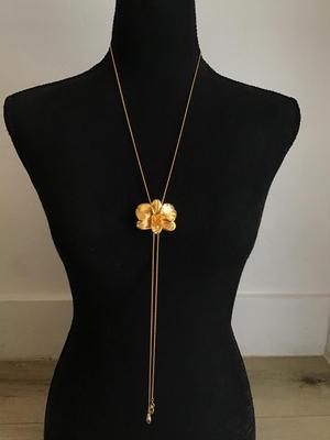 Vintage Orchid Slider Necklace Gold Plated Excellent