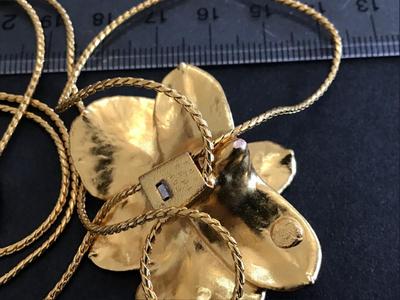 Vintage Orchid Slider Necklace Gold Plated Excellent