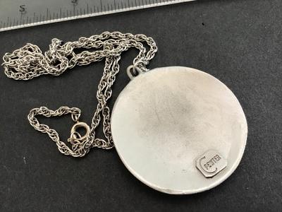 Signed Degrazia Pewter Pendant with Chain