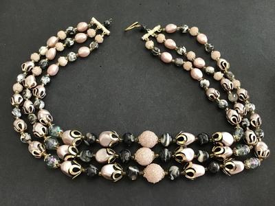 Gorgeous Vintage Necklace 3 Strand Necklace