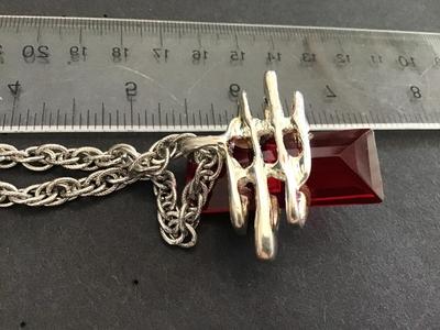 Red Glass Wrapped in Silver Large Statement Necklace.