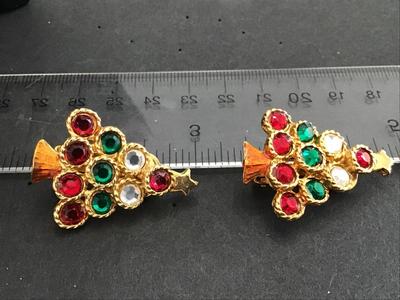 Holiday Christmas Tree Clip on Earrings