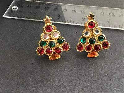 Holiday Christmas Tree Clip on Earrings