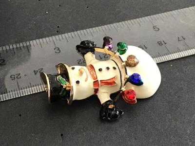 Bulb Snowman Christmas Brooch