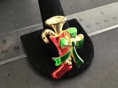 Beatrix Signed Vintage Stocking Brooch