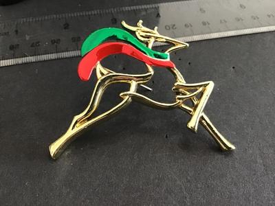 AJC Signed Reindeer Brooch Vintage