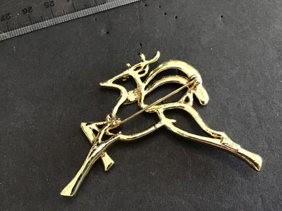 AJC Signed Reindeer Brooch Vintage