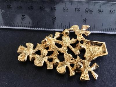 Brushed Gold Avon Vintage Tree Brooch Signed