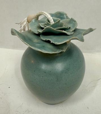 Handmade Rustic Pottery Stoneware Oil Lamp with rope wick