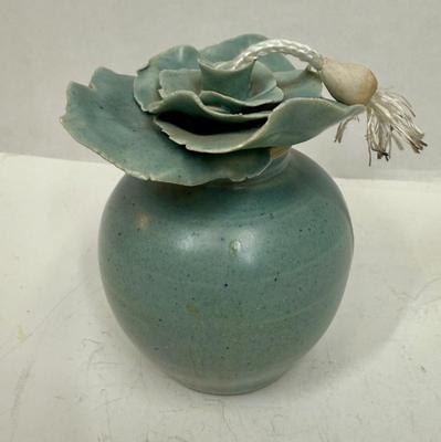 Handmade Rustic Pottery Stoneware Oil Lamp with rope wick