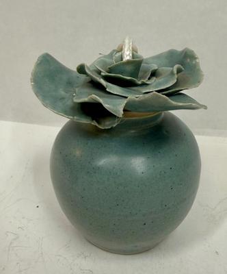 Handmade Rustic Pottery Stoneware Oil Lamp with rope wick