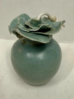 Handmade Rustic Pottery Stoneware Oil Lamp with rope wick