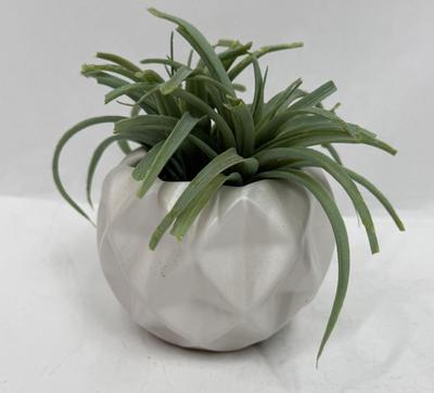 Artificial Plant in White Geometric Planter Pot 5” high