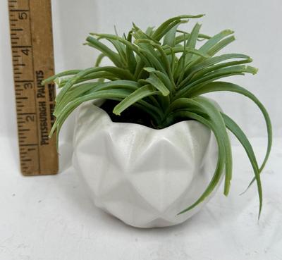 Artificial Plant in White Geometric Planter Pot 5” high
