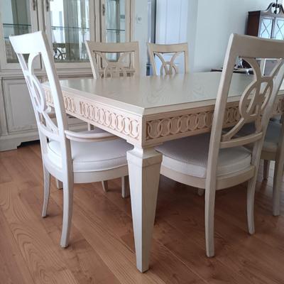 LOT 1: Stanley Furniture Co. Concentrics Collection White-Washed Dining Room Table with Chairs
