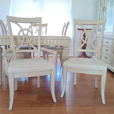 LOT 1: Stanley Furniture Co. Concentrics Collection White-Washed Dining Room Table with Chairs