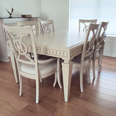 LOT 1: Stanley Furniture Co. Concentrics Collection White-Washed Dining Room Table with Chairs